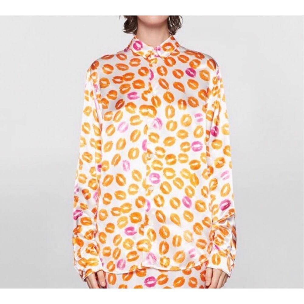 Marni size 40 (US 10) kiss lips button up blouse - NWT